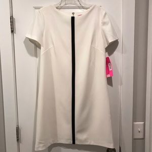 Betsey Johnson ivory/black shift dress size 12 NWT
